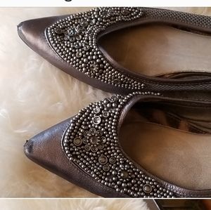Silver beaded shoes